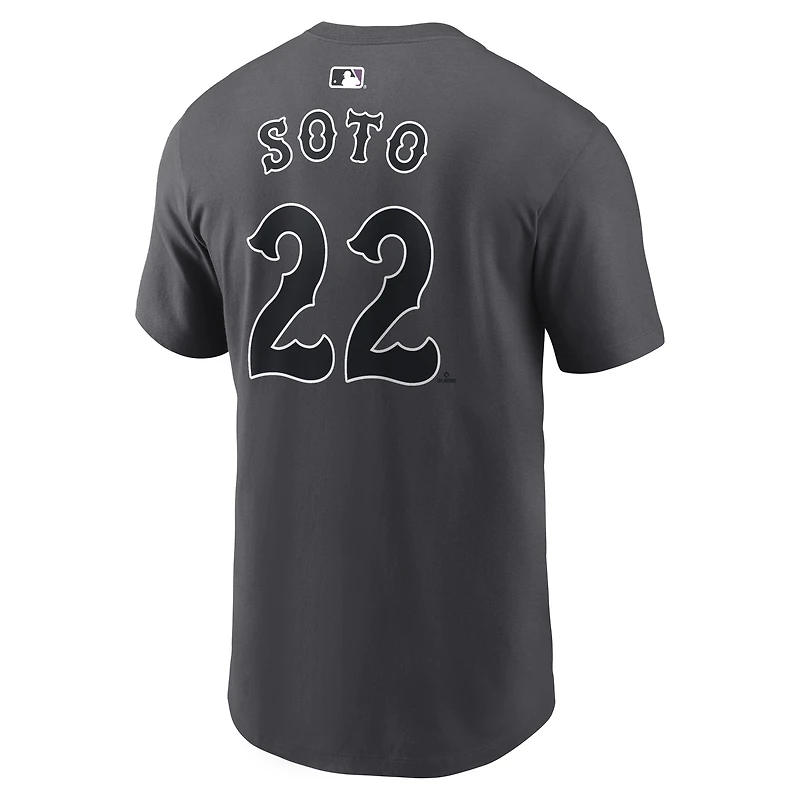 T-shirt Nike Juan Soto anthracite New York Mets City Connect pour homme, avec nom et numéro