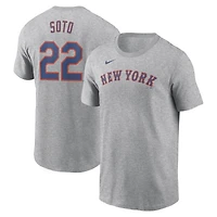 T-shirt Nike Juan Soto Heather Grey New York Mets Fuse avec nom et numéro pour homme