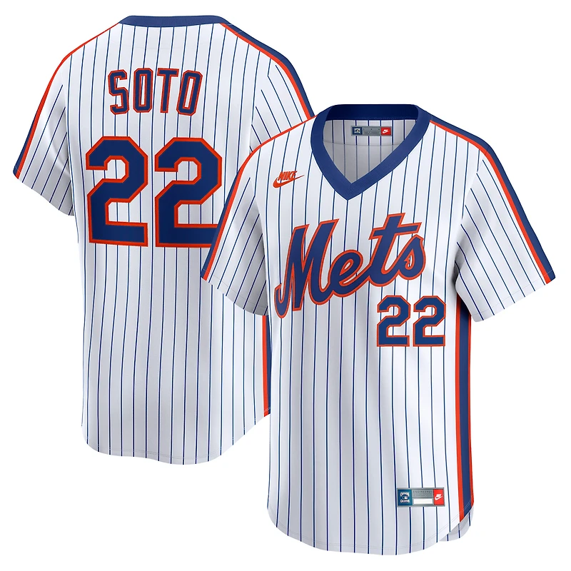 Maillot Nike Juan Soto blanc New York Mets Cooperstown Collection Limited 40e anniversaire