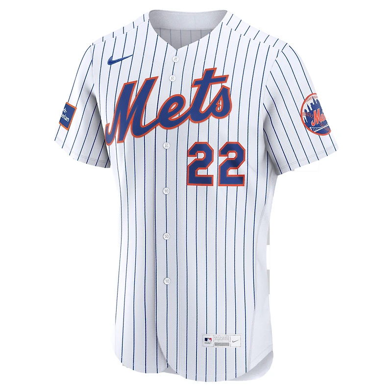 Maillot authentique domicile Nike Juan Soto blanc des Mets de New York avec écusson du sponsor