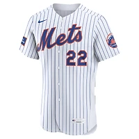 Maillot authentique domicile Nike Juan Soto blanc des Mets de New York avec écusson du sponsor
