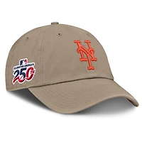 Casquette ajustable Nike kaki New York Mets pour homme, célébrant le 250e anniversaire du club américain