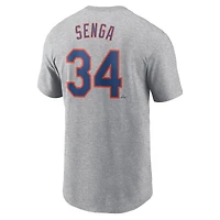 Men's Nike Kodai Senga Heather Gray New York Mets Fuse Name & Number T-Shirt