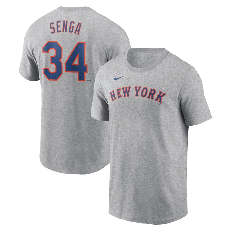 Men's Nike Kodai Senga Heather Gray New York Mets Fuse Name & Number T-Shirt