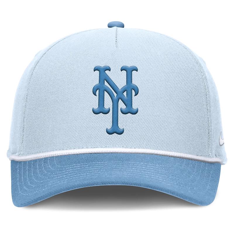 Casquette ajustable Nike Rise Dri-Fit bleu clair pour homme des Mets de New York