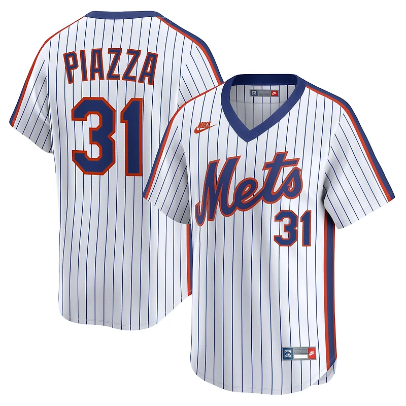 Maillot Nike Mike Piazza blanc pour homme, collection limitée New York Mets Throwback Cooperstown