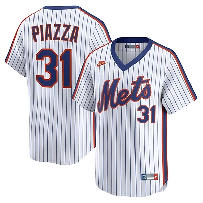 Maillot Nike Mike Piazza blanc pour homme, collection limitée New York Mets Throwback Cooperstown