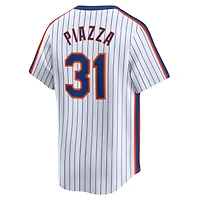 Maillot Nike Mike Piazza pour homme blanc New York Mets Throwback Cooperstown Limited
