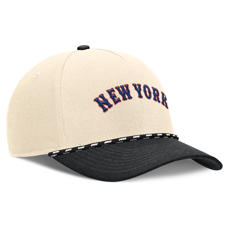 Men's Nike Natural/Black New York Mets Cooperstown Collection Rise Adjustable Hat
