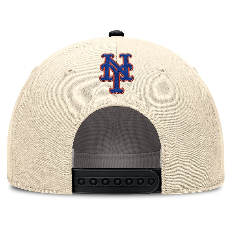 Men's Nike Natural/Black New York Mets Cooperstown Collection Rise Adjustable Hat