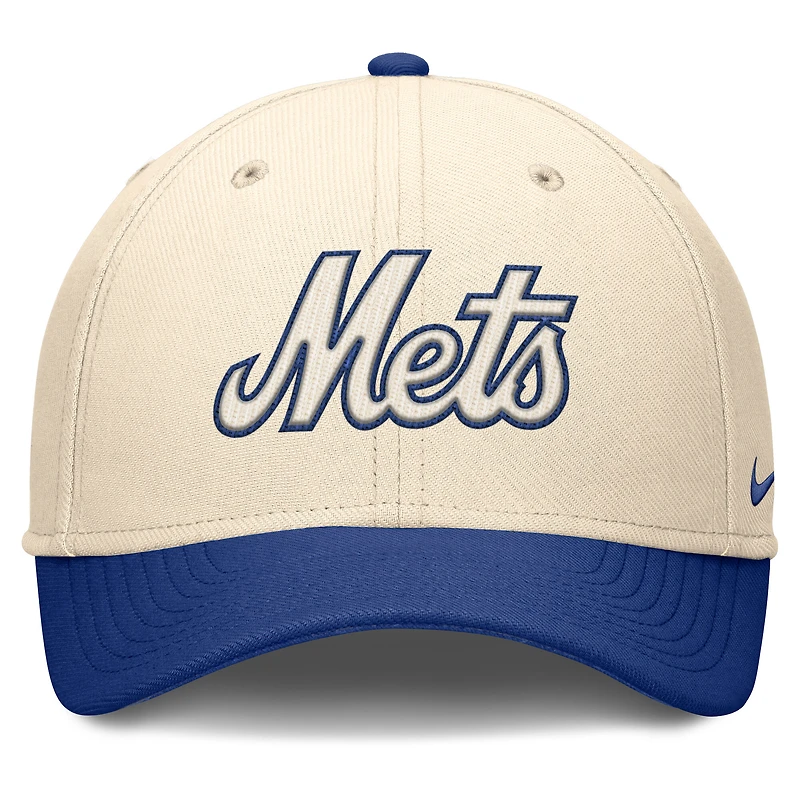 Casquette Nike Performance Flex Statement Rise pour homme, couleur naturelle/bleu royal des Mets de New York