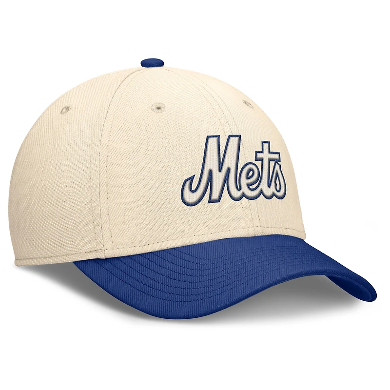 Casquette Nike Performance Flex Statement Rise pour homme, couleur naturelle/bleu royal des Mets de New York