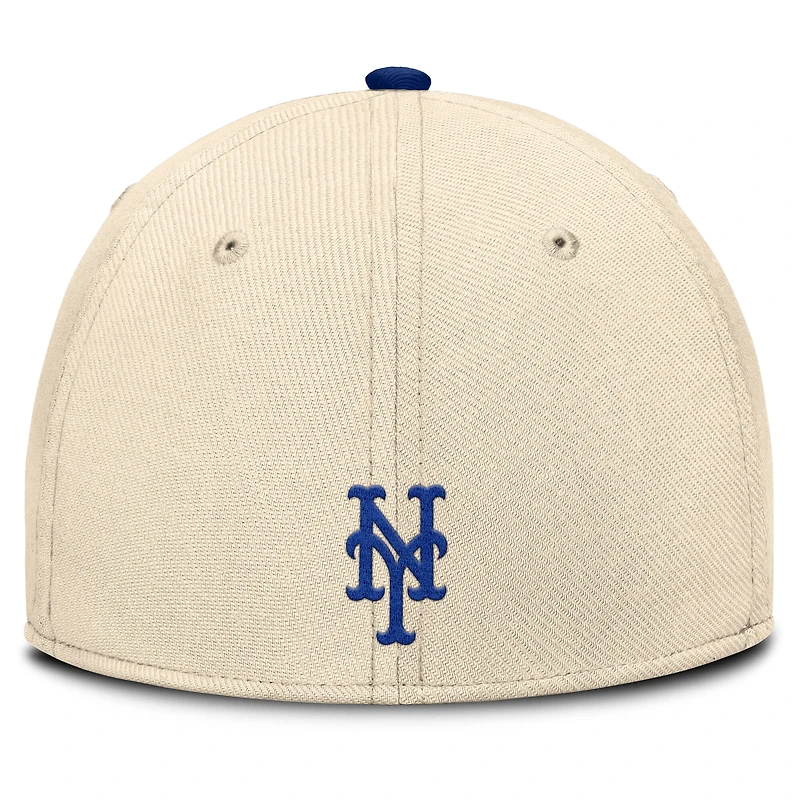 Casquette Nike Performance Flex Statement Rise pour homme, couleur naturelle/bleu royal des Mets de New York