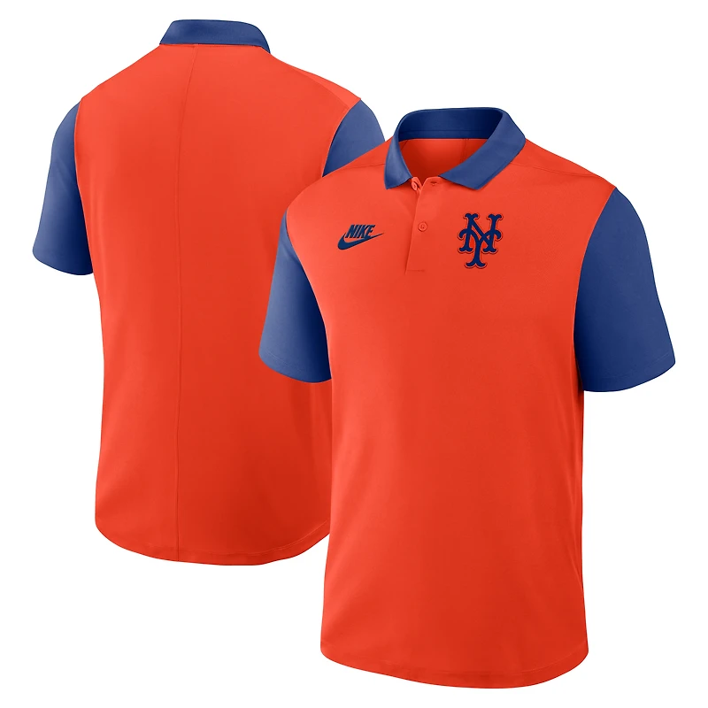 Men's Nike Orange/Royal New York Mets Cooperstown Collection Color-Block Victory Dri-FIT Polo