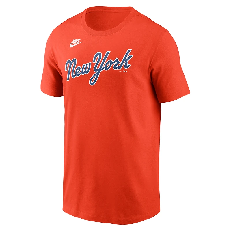 T-shirt Nike orange pour homme, collection Cooperstown des Mets de New York, logo