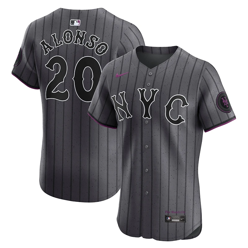 Men's Nike Pete Alonso Gray New York Mets City Connect Elite Jersey