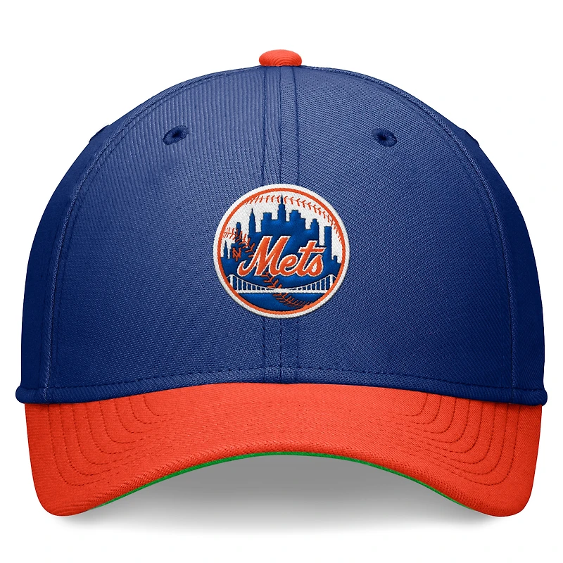 Men's Nike Royal/Orange New York Mets Cooperstown Collection Rewind Swooshflex Performance Hat