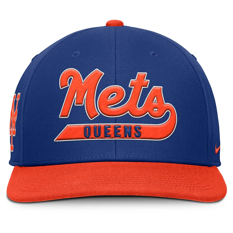 Casquette Nike Pro Performance Snapback pour homme, bleu royal/orange, New York Mets