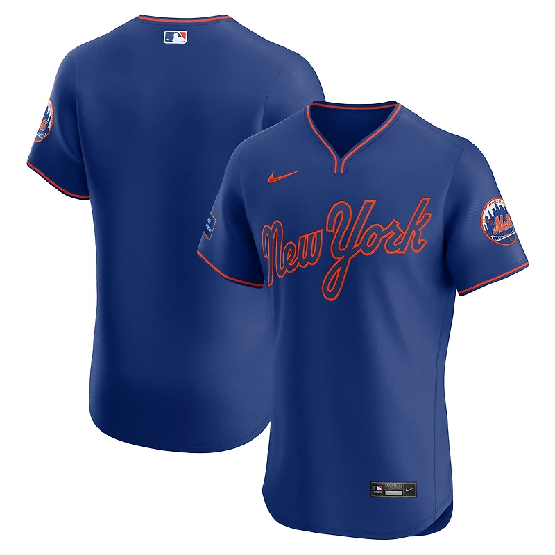 Men's Nike  Royal New York Mets Alternate Sponsor Patch Elite Jersey