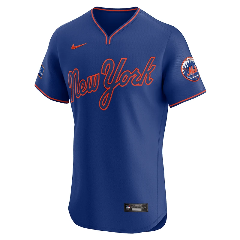Men's Nike  Royal New York Mets Alternate Sponsor Patch Elite Jersey