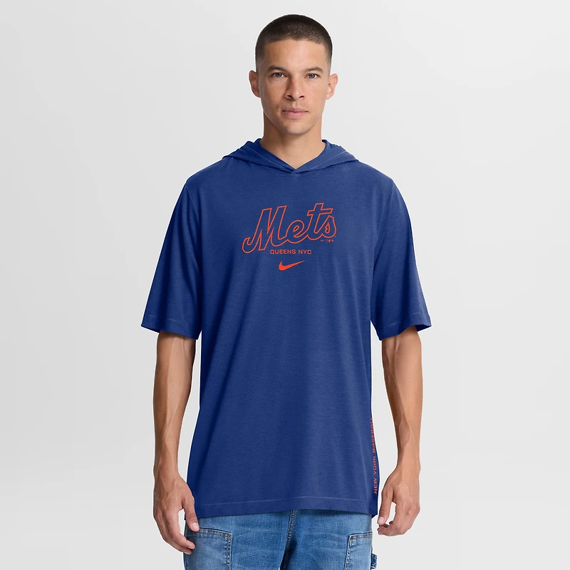 Men's Nike Royal New York Mets Arched Wordmark Tri-Blend Hooded T-Shirt
