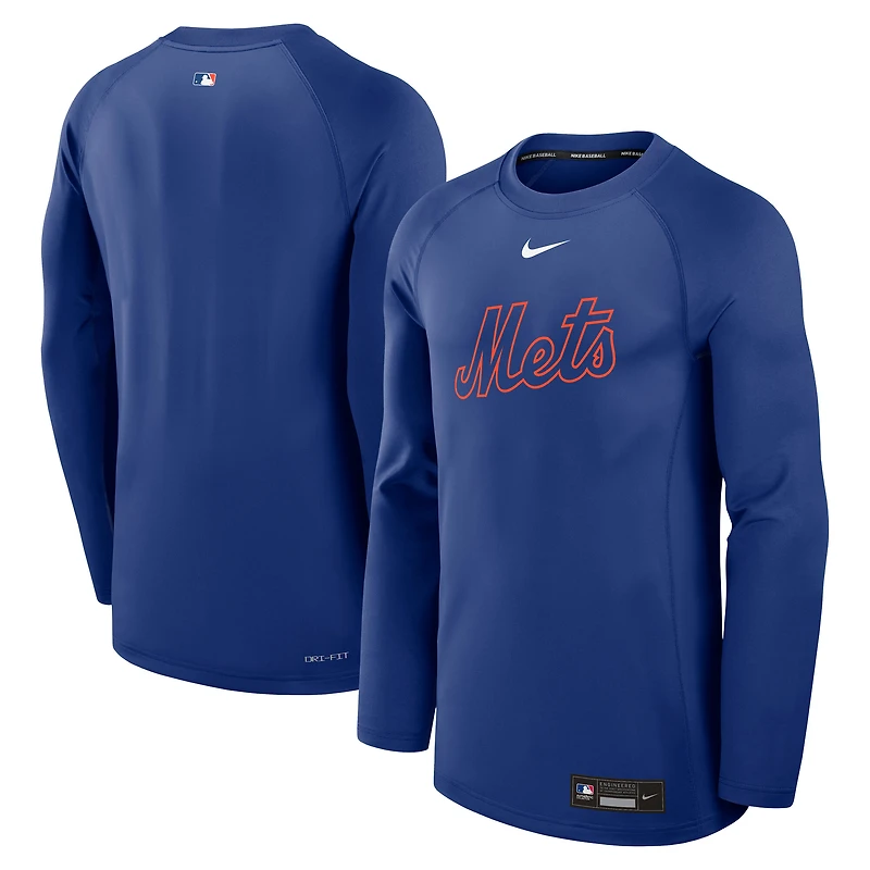 T-shirt à manches longues Nike Royal New York Mets Authentic Collection Game Time Raglan Dri-FIT pour homme
