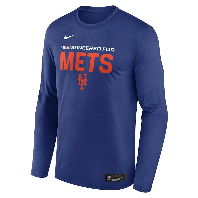 T-shirt à manches longues Nike Legend Dri-FIT Authentic Collection des Mets de New York, couleur bleu royal, pour homme