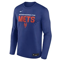 T-shirt à manches longues Nike Legend Dri-FIT Authentic Collection des Mets de New York, couleur bleu royal, pour homme