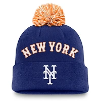 Men's Nike  Royal New York Mets Peak Cuffed Knit Hat with Pom