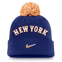 Men's Nike  Royal New York Mets Peak Cuffed Knit Hat with Pom