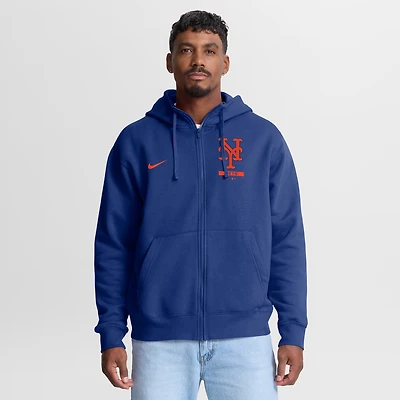 Men's Nike Royal New York Mets Primetime Lockup Full-Zip Hoodie