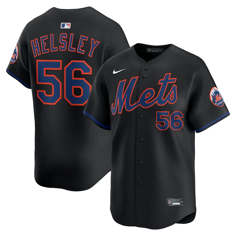Men's Nike Ryan Helsley Black New York Mets Alternate Limited Player Jersey
