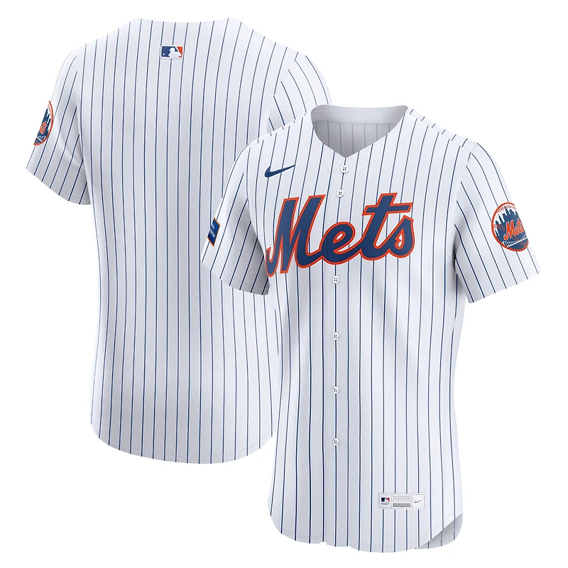Men's Nike White New York Mets Home Sponsor Patch Elite Jersey