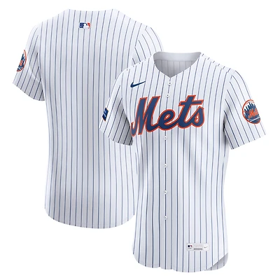 Men's Nike White New York Mets Home Sponsor Patch Elite Jersey