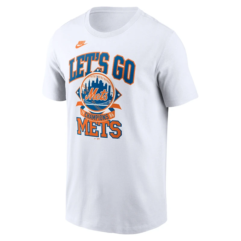T-shirt Nike blanc pour homme, motif Skyline, édition spéciale 40e anniversaire des Mets de New York (World Series)