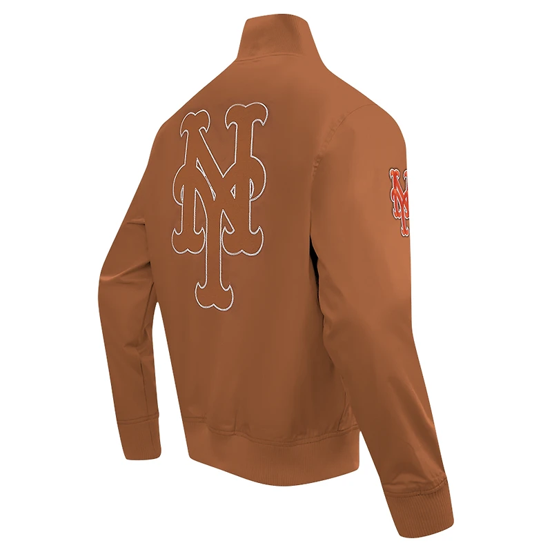 Men's Pro Standard Brown New York Mets Paint The City Twill Full-Zip Jacket