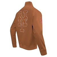 Men's Pro Standard Brown New York Mets Paint The City Twill Full-Zip Jacket