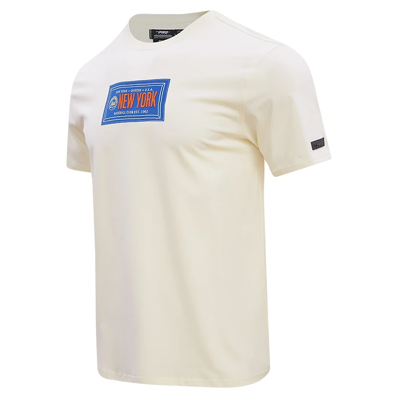 T-shirt avec badge de membre du club des Mets New York Pro Standard crème pour hommes