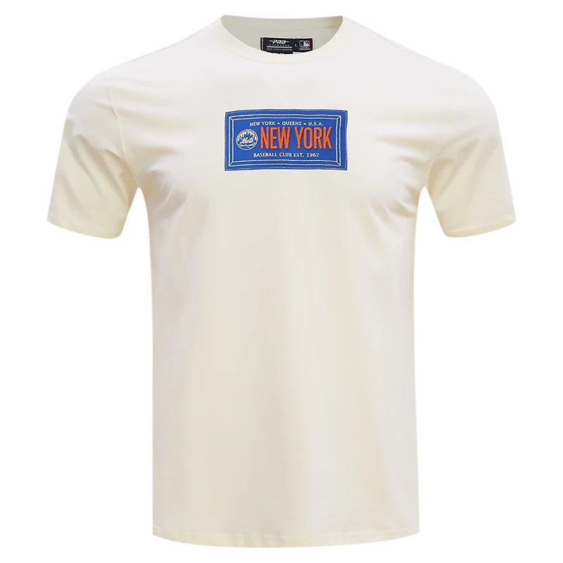 T-shirt avec badge de membre du club des Mets New York Pro Standard crème pour hommes