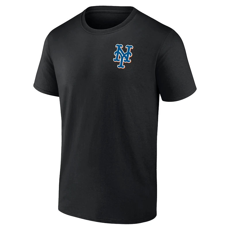 T-shirt graphique double face pour homme, noir, New York Mets, grandes tailles