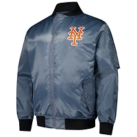Men's Profile Charcoal New York Mets Big & Tall Full-Zip Bomber Jacket