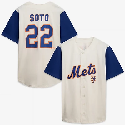 Maillot de mode bicolore crème/royal des Mets New York pour hommes, grandes tailles
