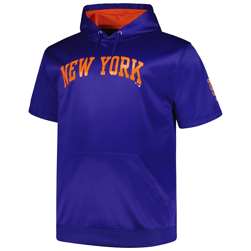 Sweat à capuche contrasté manches courtes pour homme Profile Royal New York Mets Big & Tall