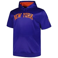 Sweat à capuche contrasté manches courtes pour homme Profile Royal New York Mets Big & Tall