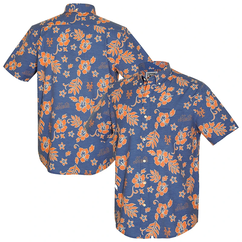 Men's Reyn Spooner Blue New York Mets Cooperstown Kekai Performance Button-Down Tri-Blend Top