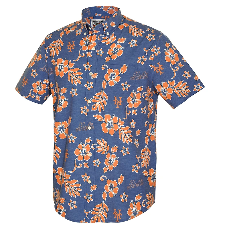 Men's Reyn Spooner Blue New York Mets Cooperstown Kekai Performance Button-Down Tri-Blend Top