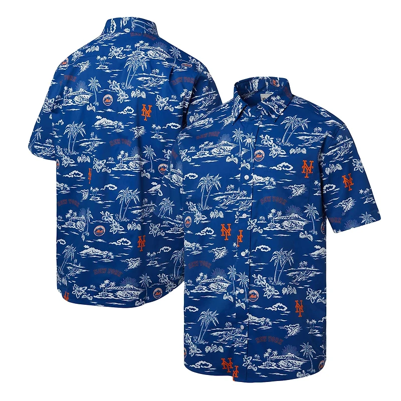 Chemise boutonnée Reyn Spooner bleue New York Mets Kekai pour hommes