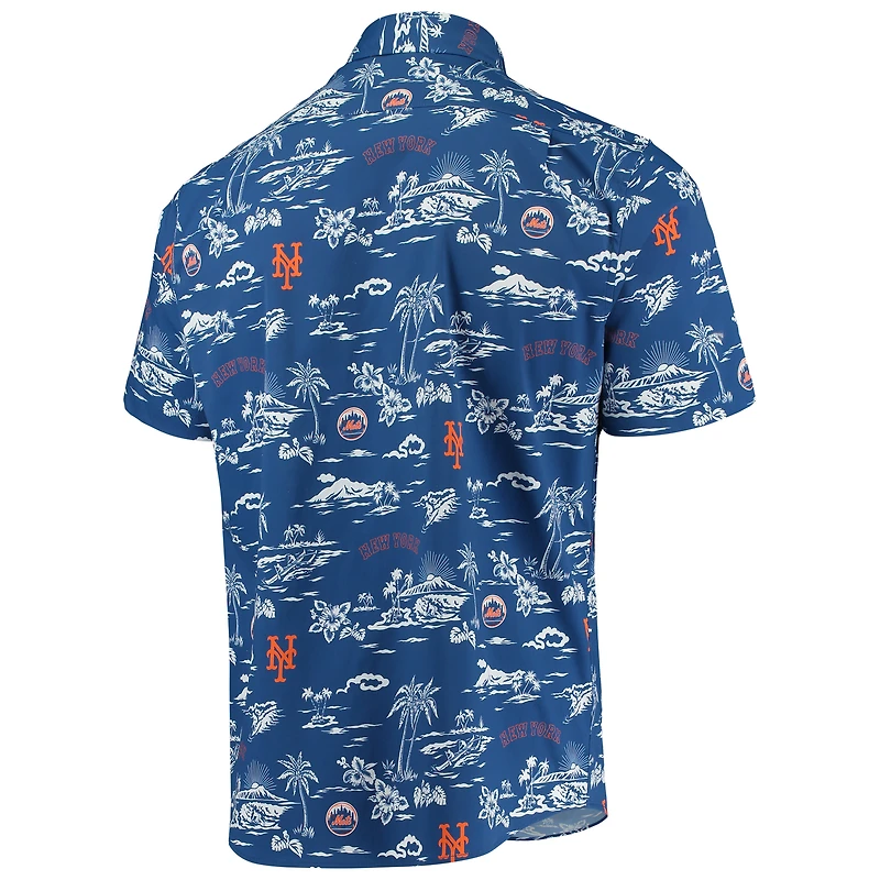 Chemise boutonnée Kekai Performance bleue Reyn Spooner pour homme des Mets de New York
