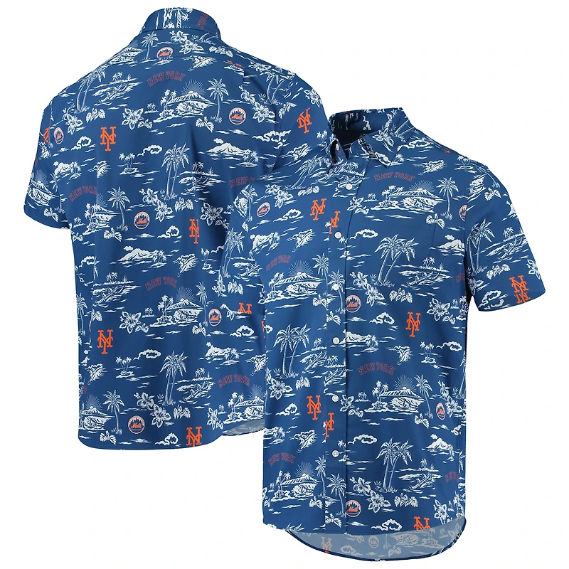 Chemise boutonnée Kekai Performance bleue Reyn Spooner pour homme des Mets de New York