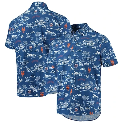 Chemise boutonnée Kekai Performance bleue Reyn Spooner pour homme des Mets de New York